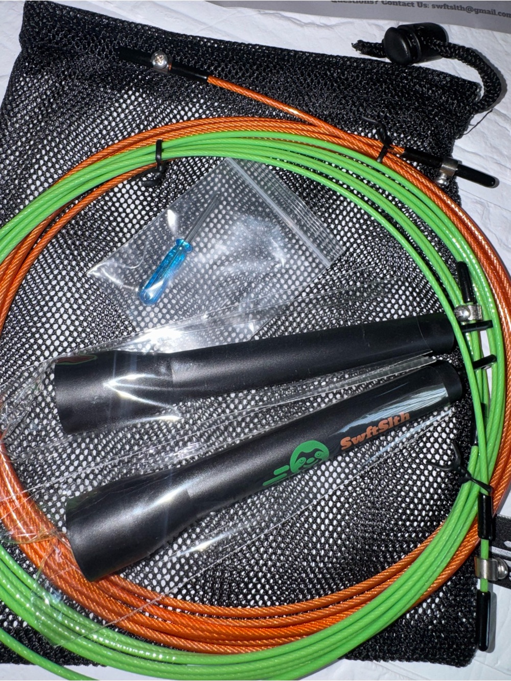 2 Swftslth Cable Speed Rope - Adjustable Tangle Free Jump Rope Adjustable Green - Picture 3 of 10